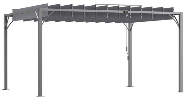 Outsunny Pergola 4 x 3 m bioclimatica pergola con lamelle orientabili stile contemporaneo UV 50+ alluminio - grigio