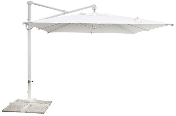 Ombrellone da Giardino Decentrato 3x3m in Alluminio e Poliestere Bianco