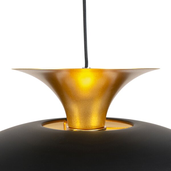 Lampada a sospensione intelligente nera con oro incl. Wifi G95 - Titus