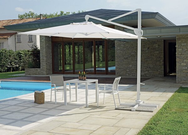 Ombrellone da Giardino Decentrato 3x3m in Alluminio e Poliestere Bianco