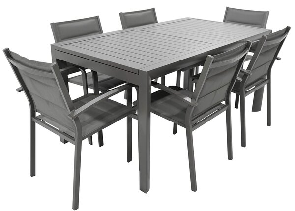Set Tavolo e 6 Sedie da Giardino in Alluminio e Textilene Antracite