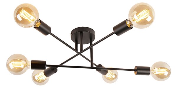 Plafoniera intelligente nera 6 luci incl. Wifi G95 - Sydney