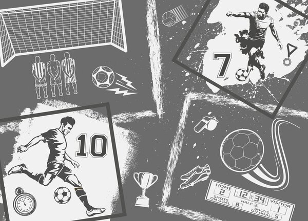 Carta da parati murale Azione di calcio dinamica e momenti di gol, Carta da parati popolare, Carta da parati popolare, w03122v1 - Muralas.it