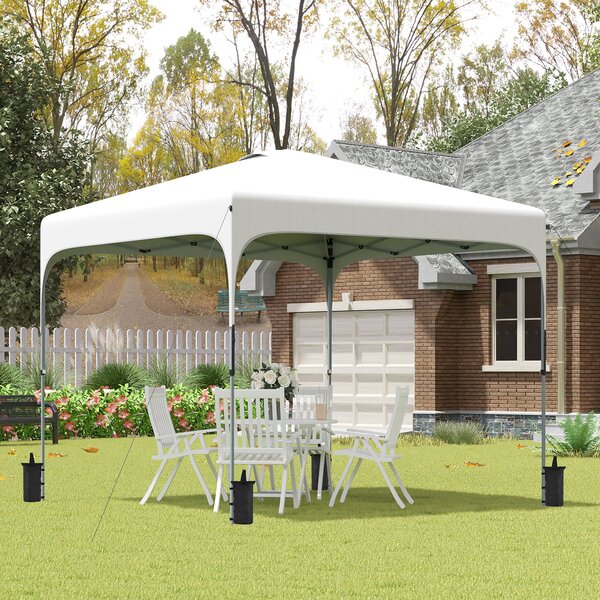 Outsunny Tonnelle 2,5 x 2,5 m gazebo da giardino Pop-up pieghevole altezza regolabile su 4 livelli tessuto Oxford anti-UV50+ telaio in acciaio sacco trasportabile incluso bianco