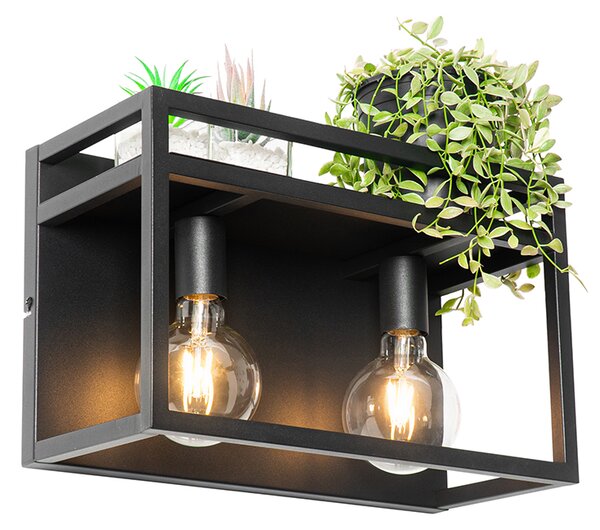 Lampada da parete intelligente nera con mensola incl. 2 WiFi G95 - Cage Rack