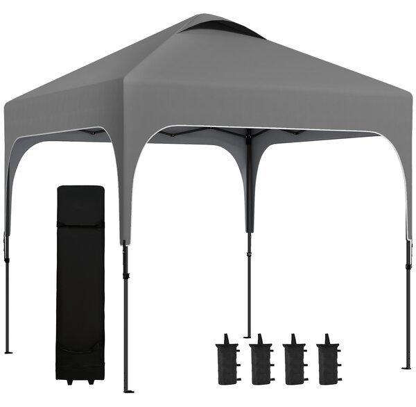Outsunny Gazeb0 da giardino Pop-up pieghevole 2,5 x 2,5 m altezza regolabile tessuto Oxford anti UV50+ struttura in acciaio sacca per il trasporto