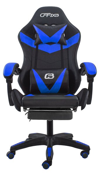 Sedia da Gaming Ergonomica 66x60x134 cm con Poggiapiedi in Similpelle Blu