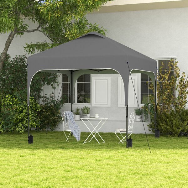 Outsunny Gazeb0 da giardino Pop-up pieghevole 2,5 x 2,5 m altezza regolabile tessuto Oxford anti UV50+ struttura in acciaio sacca per il trasporto