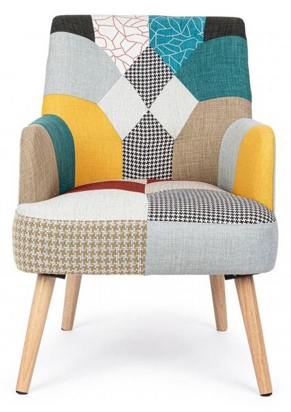 Poltrona Imbottita 60x67x79 cm in Tessuto Patchwork