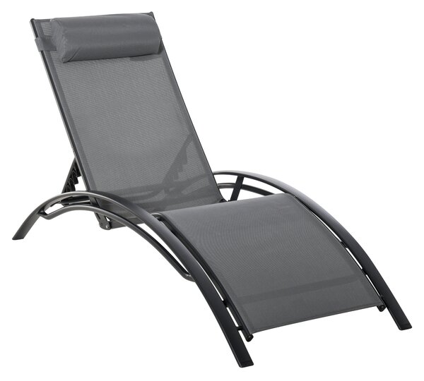 Lettino Prendisole da Giardino 46x171x82 cm in Alluminio e Textilene Grigio