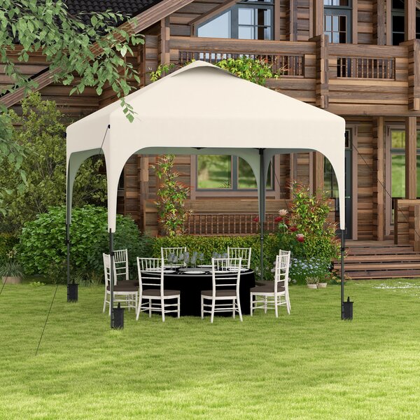 Outsunny Gazebo 2,5 x 2,5 m barnum da giardino Pop-up pieghevole altezza regolabile Oxford anti UV50+ telaio in acciaio sacca per il trasporto