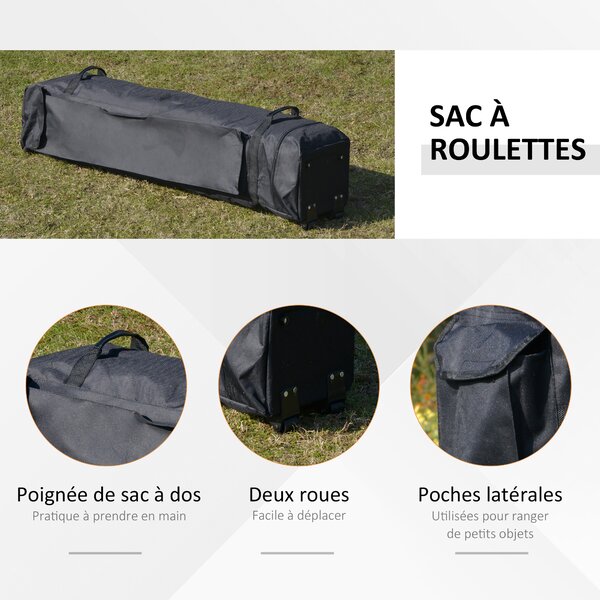 Outsunny Gazebo gazebo da giardino pop-up pieghevole acciaio poliestere zanzariere + sacca da trasporto a ruote kaki marrone