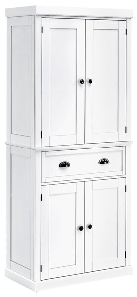 Credenza Cucina 76x40,5x184 cm con Armadietti e 1 Cassetto Bianco