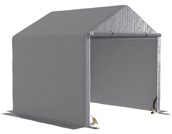 Outsunny Abri de jardin 2 x 2 x 2 m abri vélo extérieur con telaio in acciaio zincato, impermeabile e resistente ai raggi UV - grigio