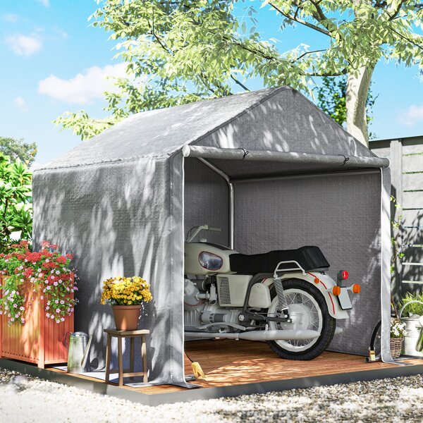 Outsunny Abri de jardin 2 x 2 x 2 m abri vélo extérieur con telaio in acciaio zincato, impermeabile e resistente ai raggi UV - grigio