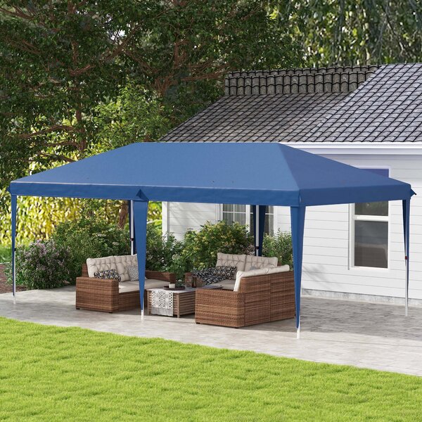 Outsunny Gazebo da giardino gazebo pieghevole pop-up sacco incluso acciaio resina oxford alta densità 6 x 3 m blu