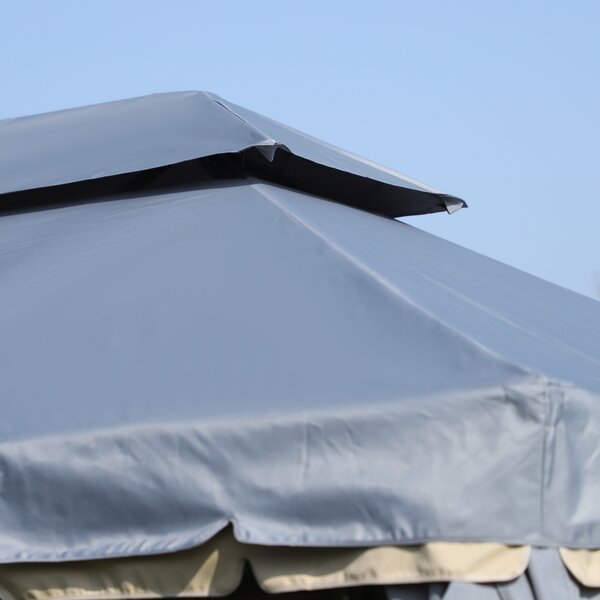 Outsunny Gazebo da giardino tenda da giardino doppio tetto con pareti e zanzariere rimovibili 4 x 3 m grigio