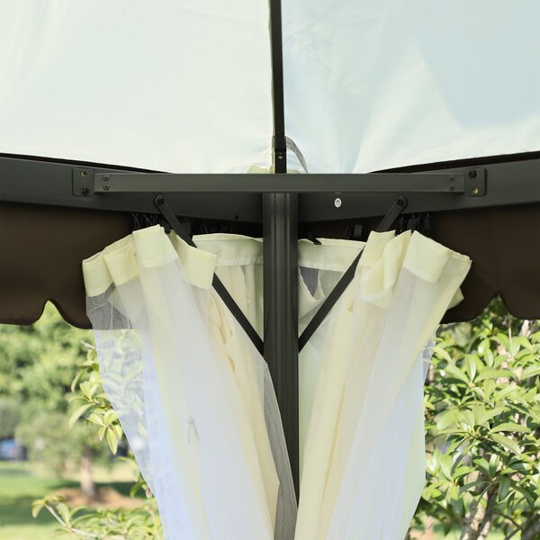 Outsunny Gazebo da giardino tenda pavillon con doppio tetto, pareti e zanzariere rimovibili 4 x 3 m bianco