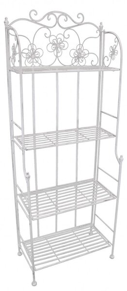 Portapiante Floriance 4 Piani Bianco Antico 60x31x60x158 h cm in Acciaio Bianco