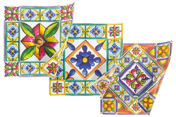 Set 6 Tovagliette Quadrata Double Face 37x37 cm VdE Tivoli 1996 Costiera