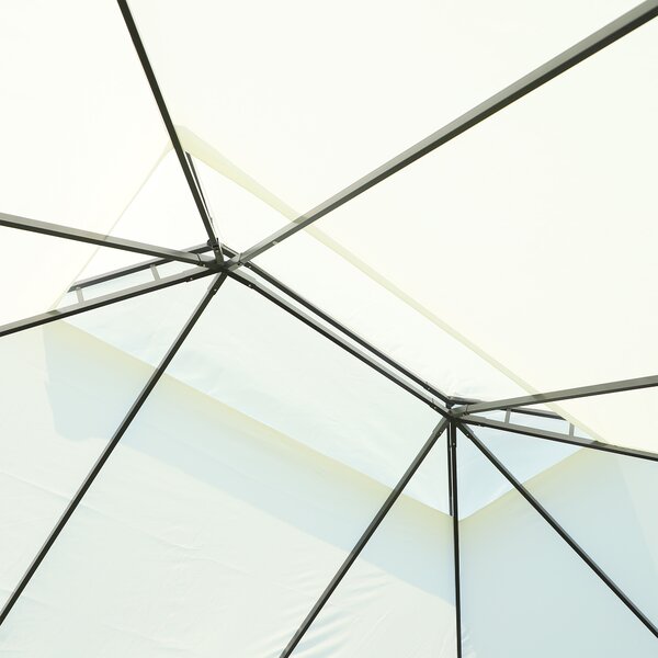 Outsunny Gazebo da giardino tenda pavillon con doppio tetto, pareti e zanzariere rimovibili 4 x 3 m bianco