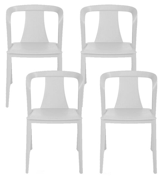 Set 4 Sedie Impilabili 78x55x50 cm in Polipropilene e Fibra di Vetro Alba Bianco