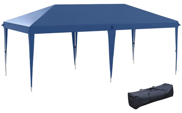 Outsunny Gazebo da giardino gazebo pieghevole pop-up sacco incluso acciaio resina oxford alta densità 6 x 3 m blu