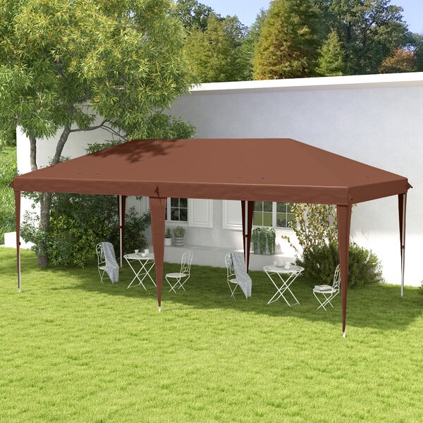 Outsunny Gazebo 6 x 3 m barnum da giardino pop-up pieghevole con borsa inclusa acciaio epossidico Oxford ad alta densità marrone