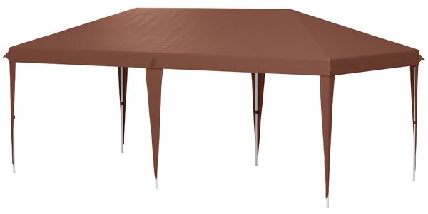 Outsunny Gazebo 6 x 3 m barnum da giardino pop-up pieghevole con borsa inclusa acciaio epossidico Oxford ad alta densità marrone