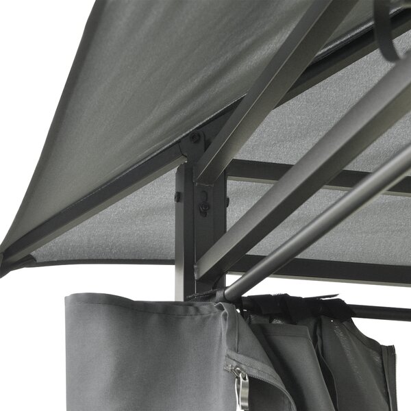 Outsunny Gazebo padiglione da giardino in stile coloniale con tetto doppio e tende laterali amovibili 3L x 4l x 2,8H m grigio