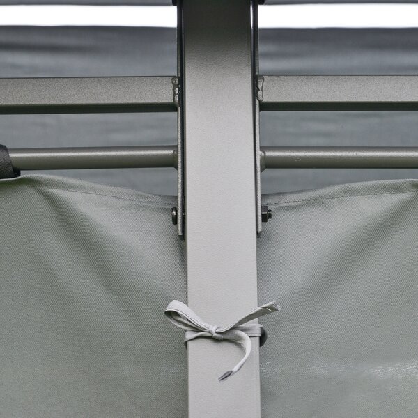 Outsunny Gazebo padiglione da giardino in stile coloniale con tetto doppio e tende laterali amovibili 3L x 4l x 2,8H m grigio