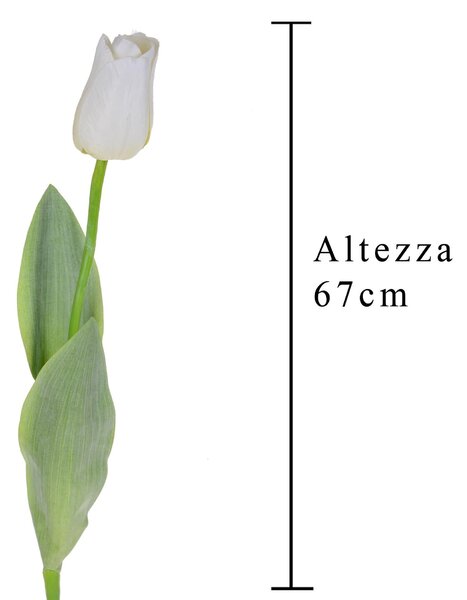 Set 6 Tulipani Artificiali con Foglie Altezza 67 cm