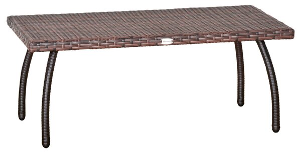 Tavolino Basso da Giardino 90x50x35 cm in Rattan Marrone