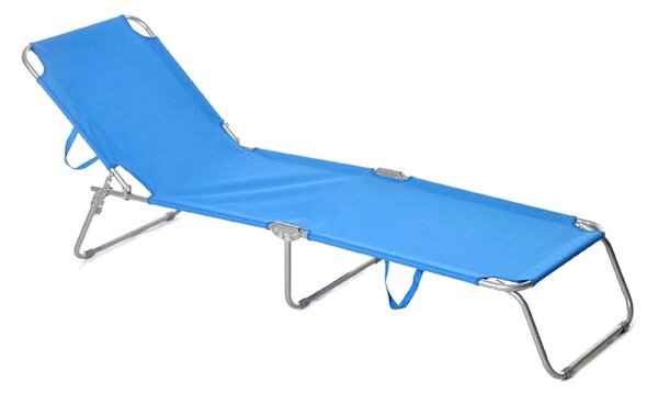 Lettino Prendisole Pieghevole con Schienale Regolabile Struttura in Acciaio Blu