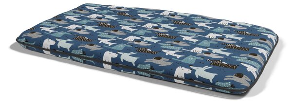 Cuscino Imbottito per Cani e Gatti 60x100 cm in Microfibra Blu Dogs