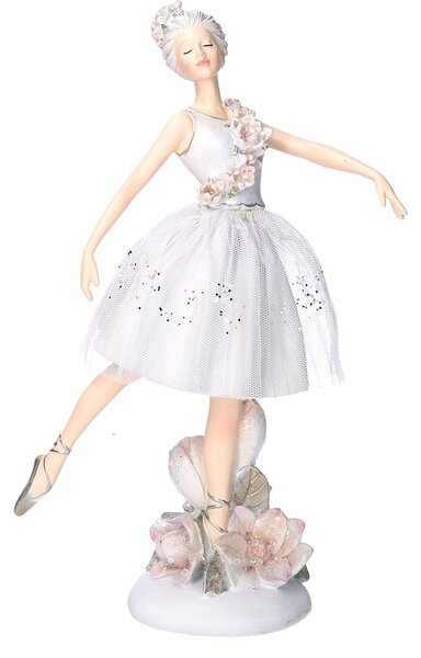 Statua in Resina ballerina bianco cm 17,7x9,5xh27,2