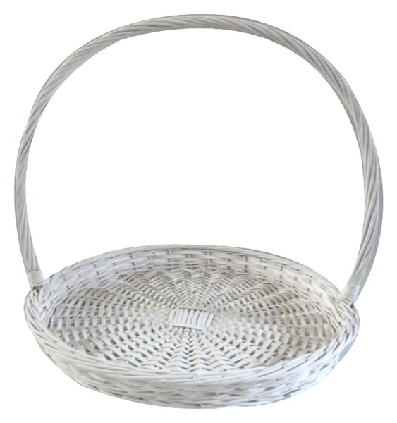 Set 2 Cesti Rotondi Piatti in Vimini con Manico Larghezza 50 cm