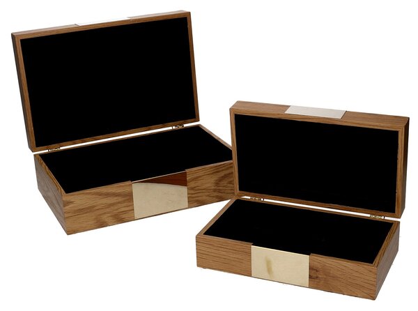 Set 2 Scatole in Legno marrone rettangolare