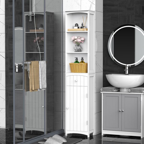 Mobile a Colonna Salvaspazio 35x24x170 cm in MDF Vermont Bianco