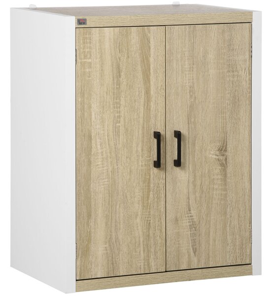 Mobile Multiuso 2 Ante 62x40x77 cm in MDF Bianco e Legno