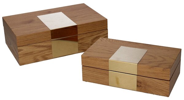 Set 2 Scatole in Legno marrone rettangolare