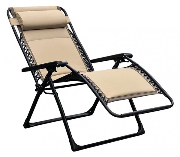 Sedia Sdraio Zero Gravity Reclinabile Pieghevole 165x79x117 h cm in Metallo e Oxford Marrone