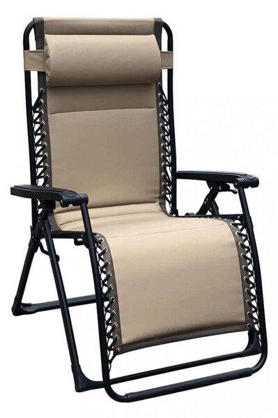 Sedia Sdraio Zero Gravity Reclinabile Pieghevole 165x79x117 h cm in Metallo e Oxford Marrone