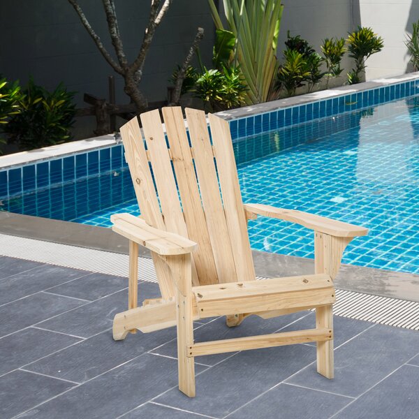Outsunny Poltrona adirondack Poltrona da Giardino Sedia da Giardino da Esterno dim. 78L x 89P x 88H cm Legno Massiccio Abete Naturale per Giardino, Terrazza e Balcone