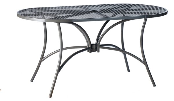 Tavolo Ovale da Giardino 150x90x73 cm in Acciaio Retato Grigio Scuro