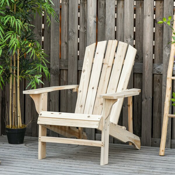 Outsunny Poltrona adirondack Poltrona da Giardino Sedia da Giardino da Esterno dim. 78L x 89P x 88H cm Legno Massiccio Abete Naturale per Giardino, Terrazza e Balcone