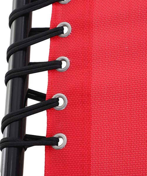 Outsunny Lettino da Sole Pieghevole Schienale Inclinabile Multi-Posizioni Acciaio Termoplastico Lacci elastici Tessuto Nero textilene Rosso