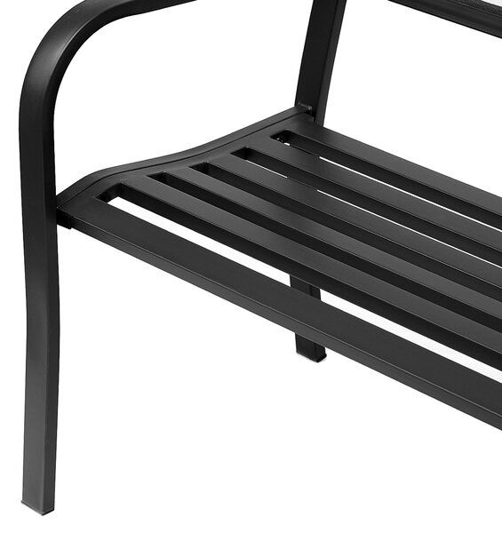 Outsunny Banco da giardino Banco 3 Posti terrazza Stile Rustico Chic 127L x 60l x 85H cm metallo resina epossidica anticorrosione Nero