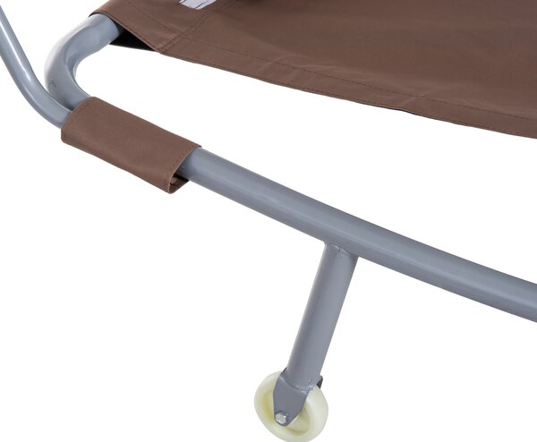 Outsunny Lettino Prendisole 2 Posti Design Contemporaneo Tetto Regolabile 2 Ruote 2 Cuscini Acciaio Epoxy Poliestere Marrone scuro