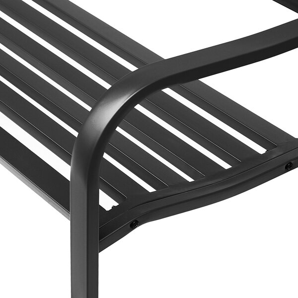 Outsunny Banco da giardino Banco 3 Posti terrazza Stile Rustico Chic 127L x 60l x 85H cm metallo resina epossidica anticorrosione Nero